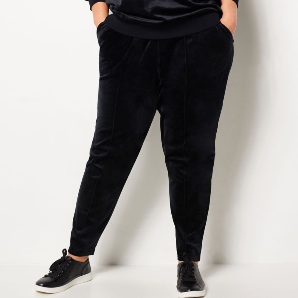 Jason Wu Tapered Knit Velour Jogger Sweatpants Black 1X